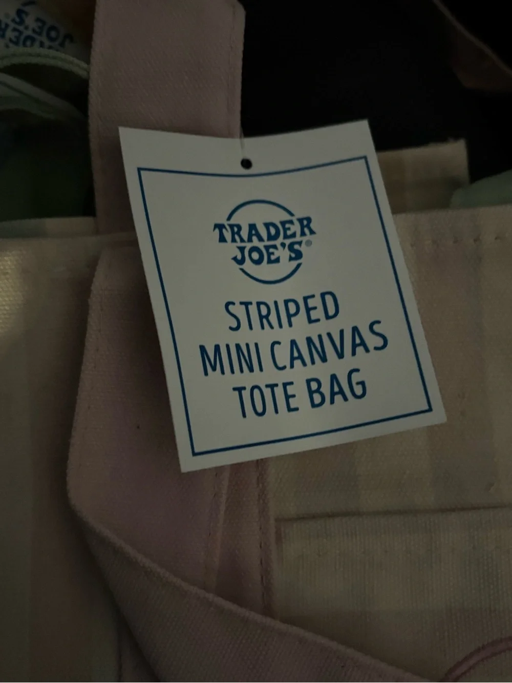 Trader Joe's Pastel Stripe Tote Bag, set of 4 - Picture 2 of 6